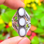 Rainbow Moonstone Gemstone Handmade 925 Sterling Silver Gift Ring Size 7.5 a2r53