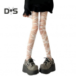 Naiste sukkp&uuml;ksid &otilde;&otilde;nsad Ebaregulaarsed punk-gooti Ripped Holes Kuumad t&uuml;drukute &ouml;&ouml;klubipidu k&otilde;hnad elastsed &uuml;hev&auml;rvilised daami &uuml;hes t&uuml;kis pikad sukad must