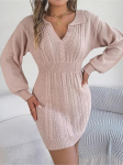 Polo kraega Pullover Kampsun Kleit &Uuml;hev&auml;rviline Elegantne Praetud S&otilde;&otilde;rikute Kudumiskleidid Pikkade Varrukatega Liibuvad Vabad Kleidid Vabaaja Nahkhiire Kleit S armee roheline v&auml;rv