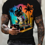 Suur pluss meeste graafiline T-s&auml;rk - Unikaalne mops l&uuml;hikeste varrukatega Ideaalne vaba&otilde;hu suvemeestele S