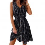 Suvekleit Varrukateta k&otilde;rge v&ouml;&ouml;kohaga naiste kleit V-kaelusega L must