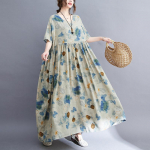 Puuvillane linane suures suuruses vintage r&otilde;ivad Naiste vabaaja avar pikk suvekleit One Size