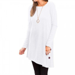 HNXC Naiste mood vabaaja s&uuml;gistalv &uuml;hev&auml;rvilise tr&uuml;kiga pikkade varrukatega O-kaelusega pluusid ja s&auml;rgid S valge