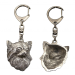 Chihuahua long-haired - Silver-plated key ring with a dog in a gift box, handbag decoration, backpack pendant by Art-Dog brand