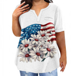 Naiste suur T-s&auml;rk suvine vabaaja iseseisvusp&auml;eva tr&uuml;kkimine V-kaelusega l&uuml;hikeste varrukatega taskutops XXXXXL sinine