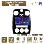 Android Carplay Autoraadio Chrysler PT Cruiserile 2000-2010 Multimeediam&auml;ngija Pea&uuml;ksus Stereo GPS-navigatsioon BT WIFI 4+64GB 2+32GB black