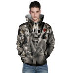 Mood meeste/naiste 3D dressipluusid, metallist pealuud, pruudi ja peigmehe kapuutsiga kapuuts S