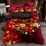 Luksuslik klassikaline tekikott 1* tekikott + 2* padjap&uuml;&uuml;r Love Rose Print voodipesukomplekt Pehme mugav tekikott magamistuppa 135X200cm