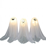 Halloweeni kaunistused LED-tuledega, mis kiirgavad valgeid kummitusi, mis on sisestatud hirmu&auml;ratavatesse sisehoovidesse, &otilde;uepeo kaunistused, rekvisiidid One Size