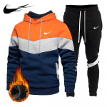 Kollane s&uuml;gisene talv kapuutsiga Pullover Pusa p&uuml;kste komplekt Meeste spordir&otilde;ivad Spordi 2-osaline komplekt Meeste s&ouml;rkimiss&auml;rkide komplekt XL oranž