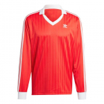 Adidas Originals Adicolor Triibulise Mustriga Piqu&eacute; Polo Vabaaja Spordi Pikkade Varrukatega Jalgpallis&auml;rk Meeste Toppid Crimson IX5226 L