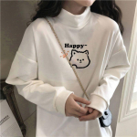 Naiste puuvillane pikkade varrukatega T-s&auml;rk Naiste kevade ja s&uuml;gise l&otilde;tv rasedatele m&otilde;eldud suur alaosa s&auml;rk Rasedate riiete topid M valge