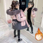 T&uuml;drukute talvemantel Stiilne laste keskmise pikkusega Korea stiilis parka Puuvillane mantel keskmistele ja suurtele lastele Pluss sametmantel 140cm