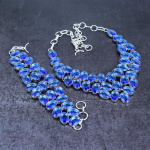 London Blue Topaz Gemstone Handmade 925 Sterling Silver Jewelry Set b1g18 blue