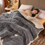 Korallfliis s&uuml;gistalvised soojad tekid voodile 3 kihti paksem flanelltekk tekk pehme mugav soe tekid pestav 150x200cm sinine