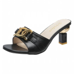 Moodsad Suvised Naiste Sussid Sandaalid Kingad Naiselik Kuldne Metallkett Daamide Mood Vabaaja Klipid Mules Sisetallad Zapato Mujer 36-43 36 must