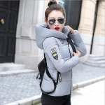 Talvine naiste sule puuvillane Parka l&uuml;hikese karusnaha kraega kapuutsiga mantel tepitud jope 4XL hall v&auml;rv