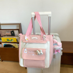 Moodne koolikott teismelistele, veekindel nailonist t&uuml;drukute seljakott, armas naiste s&uuml;learvuti seljakott, reisikott, must roosa raamatukott roosa