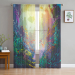 Rainbow Starlight Dreami &scaron;ifoonist l&auml;bipaistvad kardinad elutuppa magamistoa kodukaunistusteks akende h&auml;&auml;led t&uuml;llkardinad W135 x H185cm x1&Grommet Top