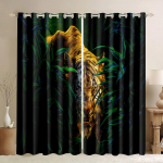 2023 3D-printimine Metsapuude maastik &Otilde;hukesed aknakardinad Džungli metsik loodus Botaaniline tr&uuml;kimuster Elutoa Magamistoa jaoks W70H165(CM)x2PCS&Grommet Top