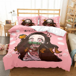 Demon Slayer voodipesukomplekt 3D Jaapani anime Laste kingitus Tekikott Tekk Voodipesu Kodutekstiilid Kuninganna Kuningas &Uuml;he suurusega 70x133cm 2pcs