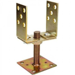 Support de Poteau en U - KOTARBAU - Hauteur R&eacute;glable 27-110 mm - Acier Galvanis&eacute; - 80-120 mm