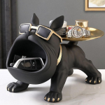 Kaasaegse stiiliga prantsuse buldogi sisestatu, dekoratiivne alus v&auml;ikeste esemete jaoks, kommikauss, kandikuga koer