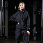 Naiste j&otilde;usaali riietekomplekt Dressipluus kapuutsiga Jooksmine Fitness Treening Spordir&otilde;ivad Kaalulangus Higistamine Sport XXXL must