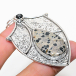 Dalmation Jasper, Spinel 925 Sterling Silver Jewelry Pendant 2.80 v0z17