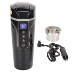 Travel Electric Kettle 500ml Black Water Temperature Display 96W 12V 24V Car Heating Mug for Tea L