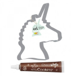 D&eacute;coupoir &agrave; p&acirc;tisserie inox XXL Licorne + 1 Stylo chocolat