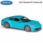 1/24 Porsche 911 Carrera 4S WELLY Valatud Auto Simulaator Sulamist Metallist Mudelauto Spordauto Lastele Kingitus Kogumine Kaunistus sinine
