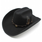 Villane Mustvalge 9,5 cm &Auml;&auml;rega Silinder Sulgedega L&auml;&auml;ne Kauboim&uuml;ts Ratsutamism&uuml;ts Meeste ja Naiste Vabaaja M（56-59cm） must