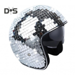 Diskokera kiiver sisset&otilde;mmatava visiiriga, reguleeritava l&otilde;uarihmaga, s&auml;delev peegel, diskokera m&uuml;ts, helkuriga, t&auml;iskasvanutele, peo dekoratiivne, diskoplaatidega kiiver roosa kuldne v&auml;rv