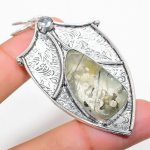 Prehnite, White Topaz 925 Sterling Silver Jewelry Pendant 2.76 s6r69