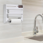 6 in 1 Multipurpose Kitchen Wall Rack Foil Wrap Organizer Space Saving Paper Towel Holder for Cafe