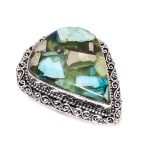 Natural Copper Larimar Gemstone 925 Sterling Silver Jewelry Ring Size 7 k3k70