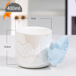 Pearl Glaze Bow Coffee Cup Girl Heart Mug High Value Water Cup Ceramic Cup Gift Creative Cup 301-400ml