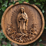 Puugraveeritud palveteemaline &uuml;mmargune seinakunst, religioosne metallp&auml;rga kaunistus koju, elutuppa, kontorisse, kingituseks, lihtne ja stiilne tualeti ukse riputus Wood