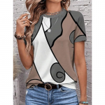 Naiste T-s&auml;rk vabaajaprinteriga l&uuml;hikeste varrukatega tavalised topid Igap&auml;evased punased khakihallid suve S