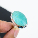 Naturaalne Amazoniidist Reguleeritav 925 Sterling H&otilde;bedast S&otilde;rmus - Sobib USA suurustele 6 kuni 11 - K&auml;sitsi Valmistatud Boho Ehted Naistele ja Meestele, Emadep&auml;eva Kingitused Adjustable roheline