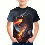 Laste T-s&auml;rk 3D Dragon Graphic T-s&auml;rgid Laste topid &Uuml;markaelusega T-s&auml;rk Multifilmi Loomade l&uuml;hikeste varrukatega T-s&auml;rk poisile 160