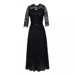 Naiste &uuml;hev&auml;rviline kolmveerandvarrukatega &uuml;mara kaelusega pikk pitsist &otilde;htukleit S must