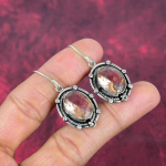 Morganite Earrings, Handmade Gemstone 925 Solid Sterling Silver Earrings Antique Jewelry, For Engagement Gift 1.85 Inches oranž