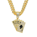 Full Diamond Brand Cuban Chain Pendant, European and American Hip-hop Necklace, Personalized Rap Hip-hop Cool Punk Neck Chain Accessories