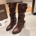 Naiste Saapad Mood S&uuml;gis PU Nahast Saapad Botas Naine Venivad Mustad Rooma P&otilde;lvpikkusega Kingad Pluss Suurus 35-43 Zapatos De Mujer 35 tumepruun v&auml;rv