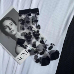 Suvised &uuml;li&otilde;hukesed l&auml;bipaistvad nailonist pikad sokid sukad Jaapani moe lilled p&otilde;lvikud Vintage kristallsiidist sokid sokid One Size valge