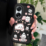 V&auml;rvitud muster Big Wave Edge pehme silikoon materjal Macaron telefoni &uuml;mbris p&otilde;rutuskindel kaitsev kummist &uuml;mbris OPPO Reno Realme jaoks Realme C51 must
