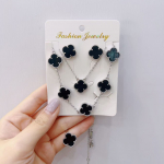 5-osaline moodne &otilde;nnekujuline ristikheina k&auml;ev&otilde;ru, kaelakee, k&otilde;rvar&otilde;ngaste ja s&otilde;rmuse komplekt, ehtekomplekt