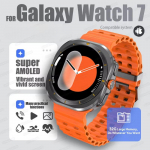 2025 Uus T&auml;iustatud Watch 7 Ultra Nutikell Meestele 32GB M&auml;lu NFC Bluetooth K&otilde;ne IP68 Veekindel V&auml;lispordi Kell silicone belt oranž